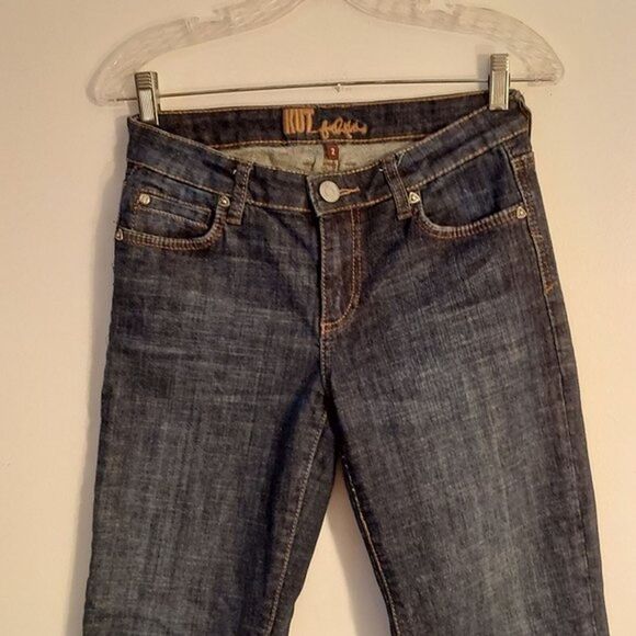Kut from the Kloth Natalie Boot Leg Jeans S 2 Low Rise Dark Wash Relaxed - Picture 4 of 10